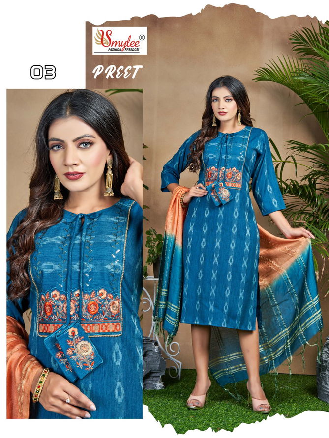 Rung Preet Fancy Regular Wear Heavy Rayon Kurti With Dupatta Collection